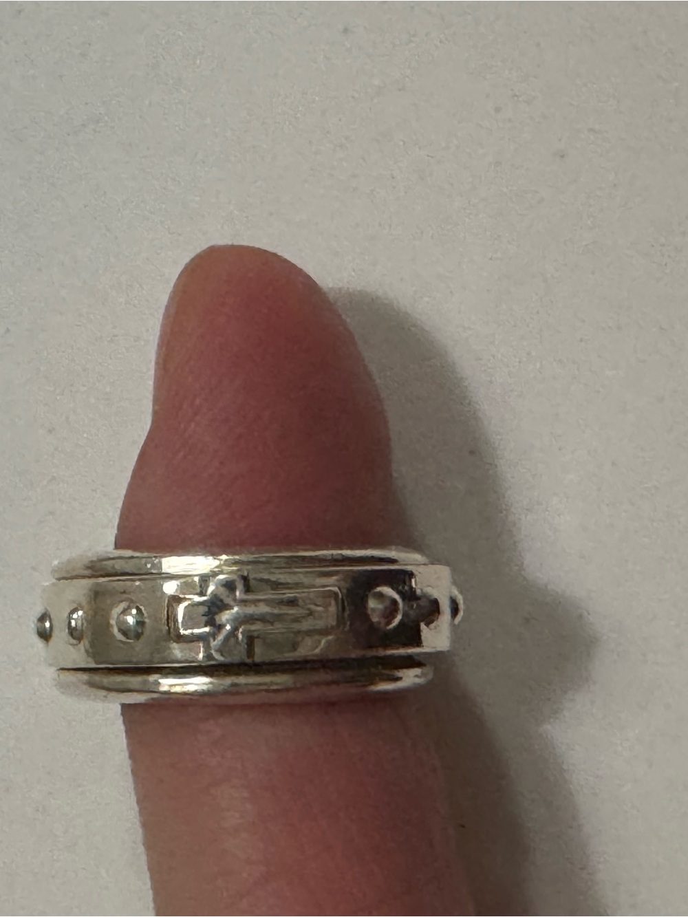 Silver Mexico stamped 925 Spinner cross Ring - Women Jewelry